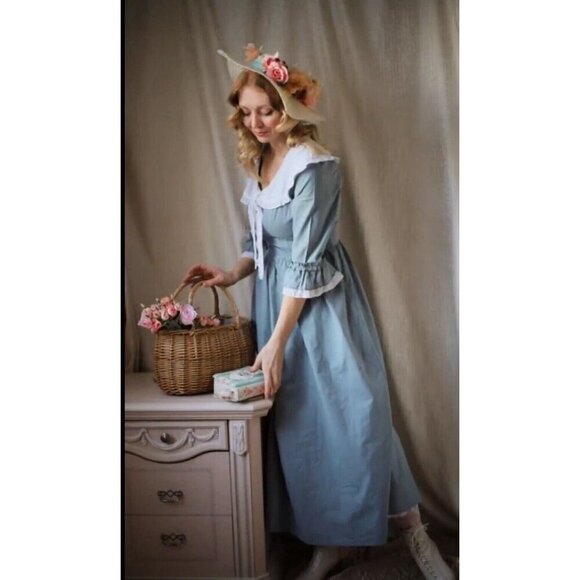 Scarlet Darkness Womens Dress Sz 6 Blue Colonial Pioneer Prairie Cosplay Costume - Picture 7 of 7